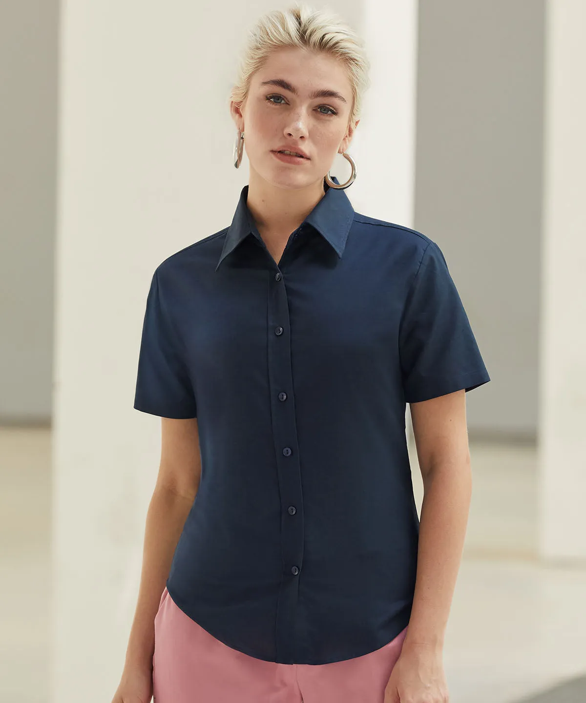 Oxford Blue - Women's Oxford short sleeve shirt