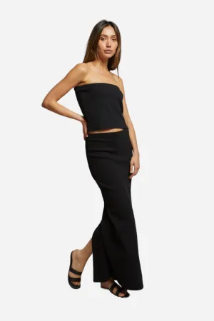Perfect White Tee Aja Rib Maxi Skirt in True Black