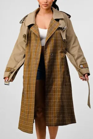 Plaid and Khaki Trench | Trench Coat