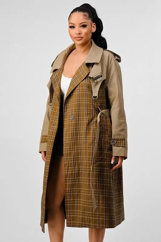 Plaid and Khaki Trench | Trench Coat