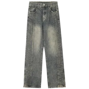 Pleated Panel Wide-Leg Jeans