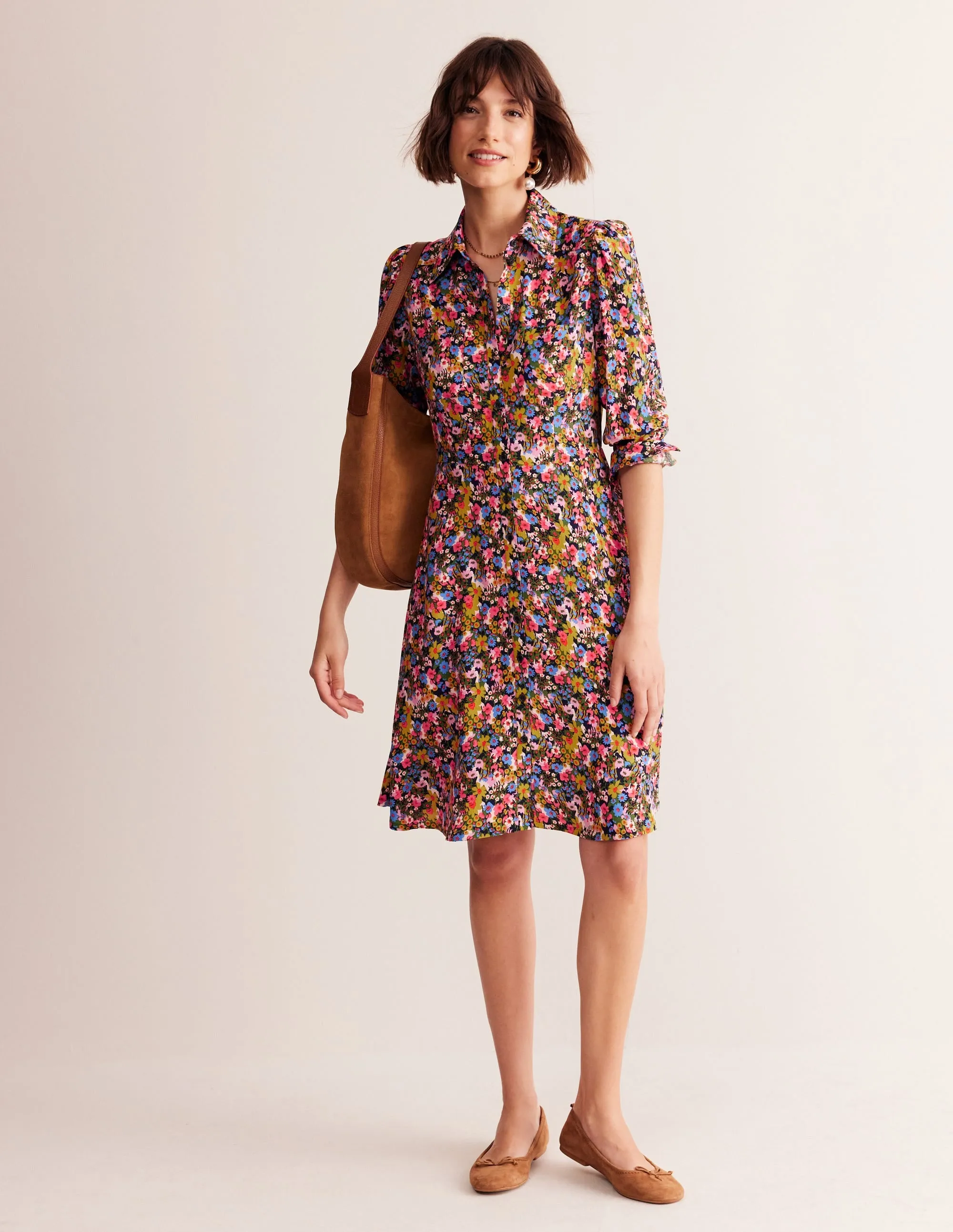 Pocket Detail Shirt Dress-Kale, Meadow Pop