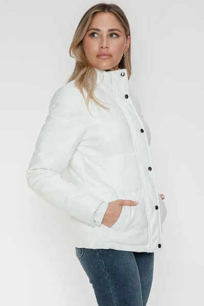 Pocketed Zip Up Turtleneck Puffer Jacket