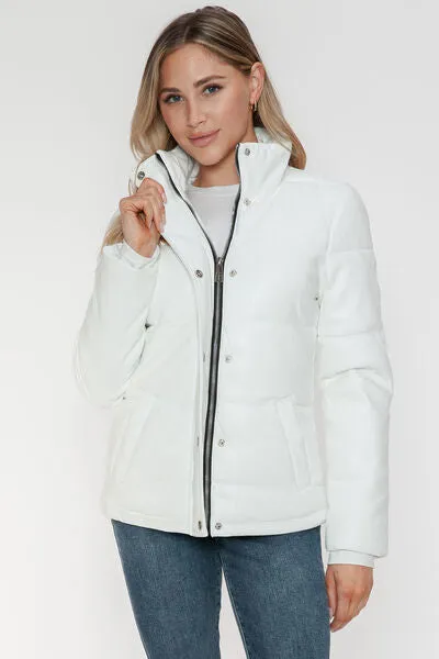 Pocketed Zip Up Turtleneck Puffer Jacket