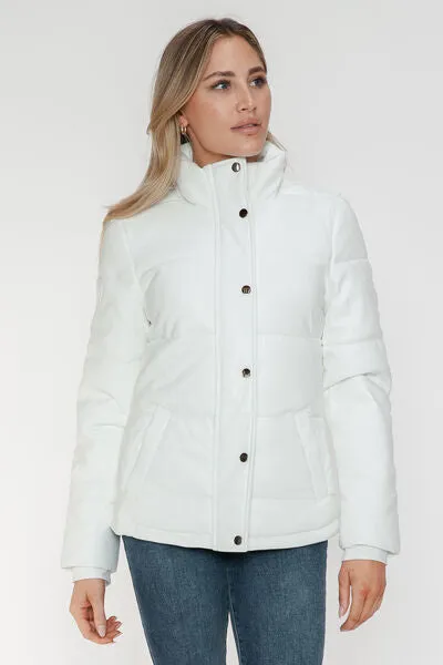 Pocketed Zip Up Turtleneck Puffer Jacket