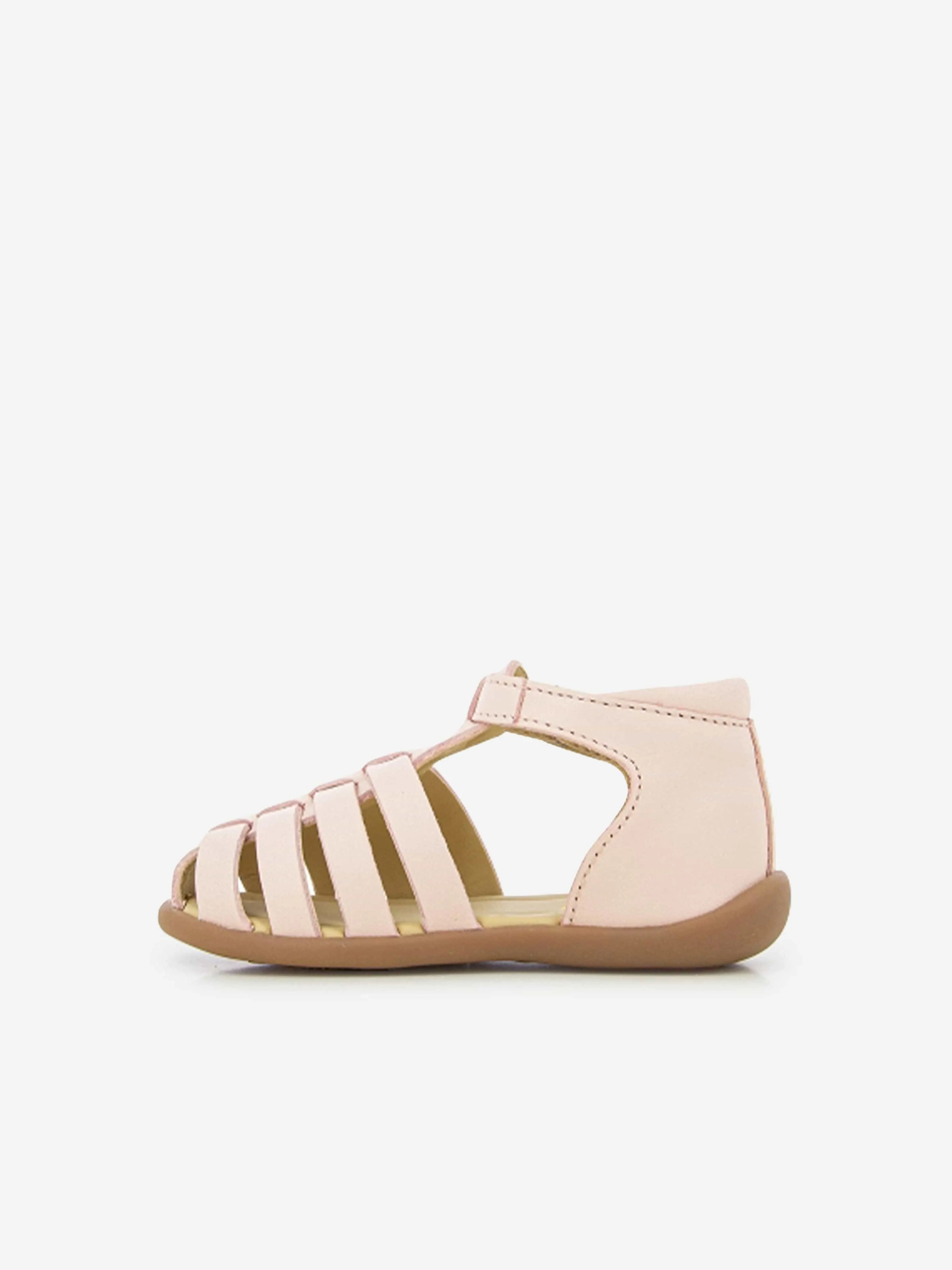 Pom D'Api Baby Girls Leather Stand-Up Strap Sandals in Pink