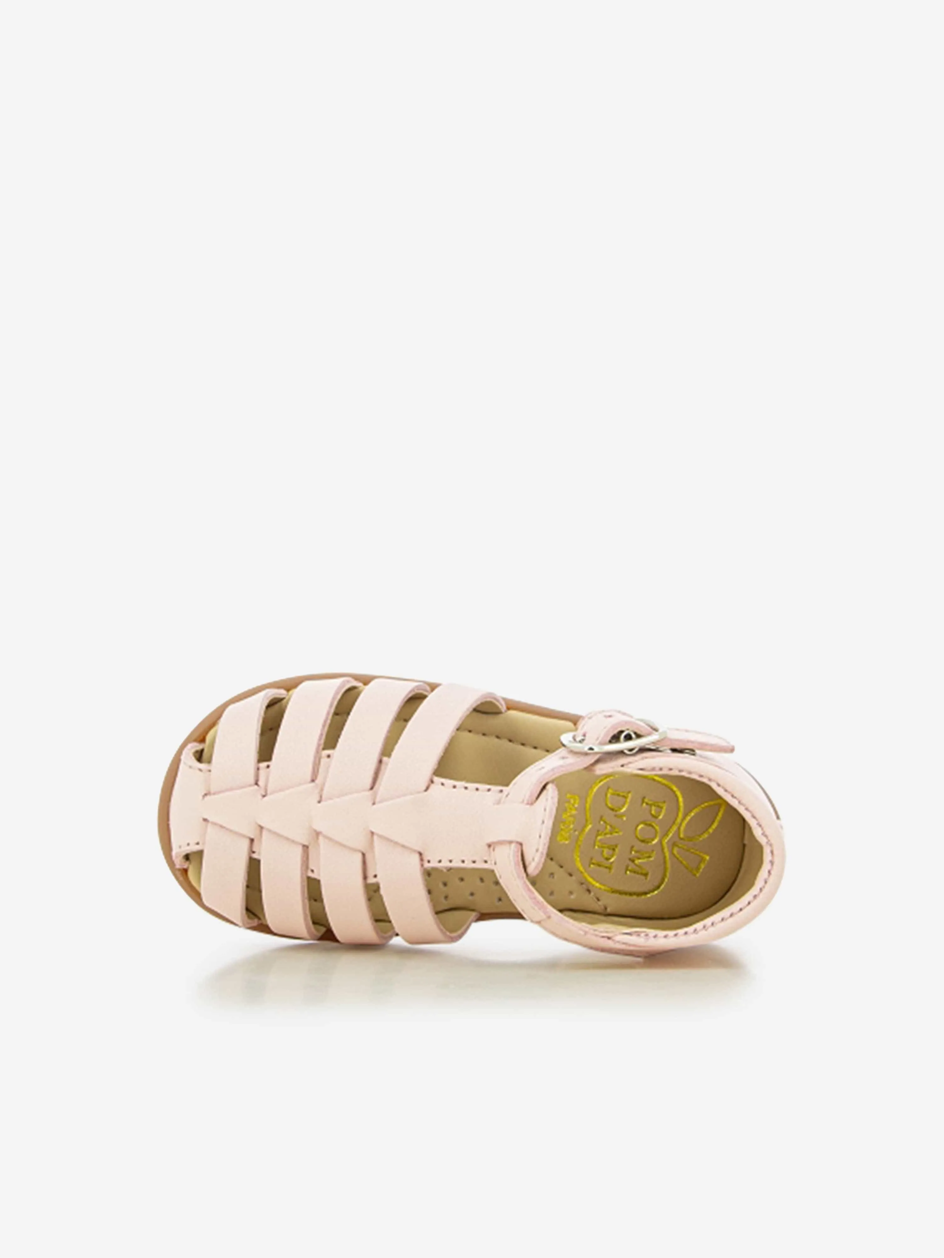 Pom D'Api Baby Girls Leather Stand-Up Strap Sandals in Pink