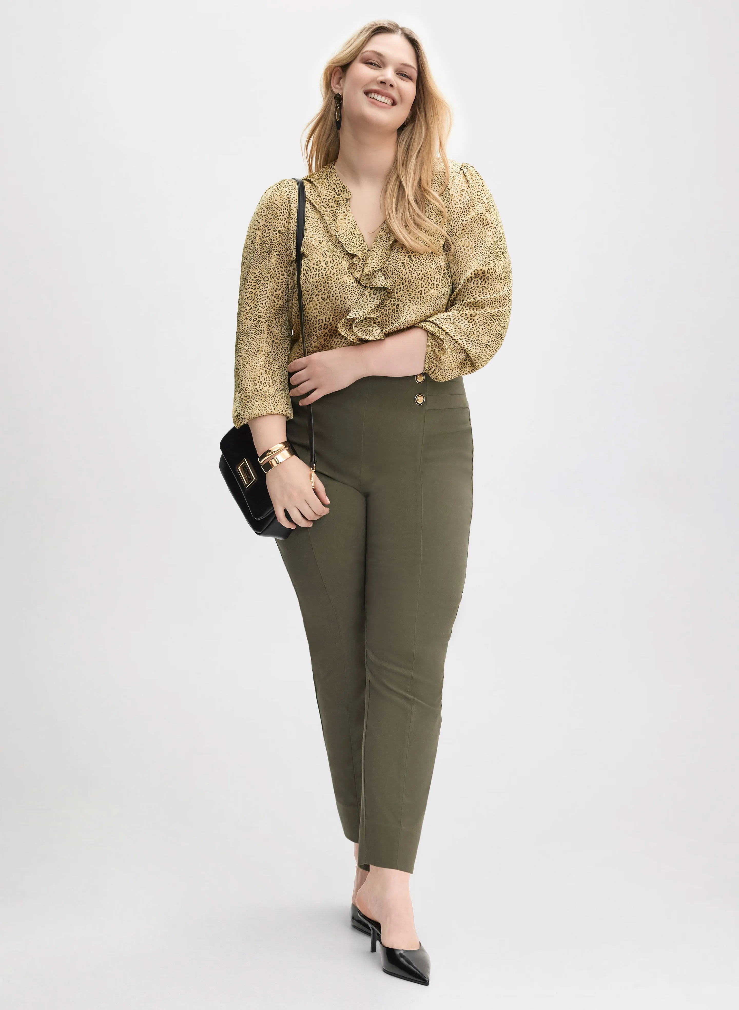 Ruffle Trim Popover Blouse