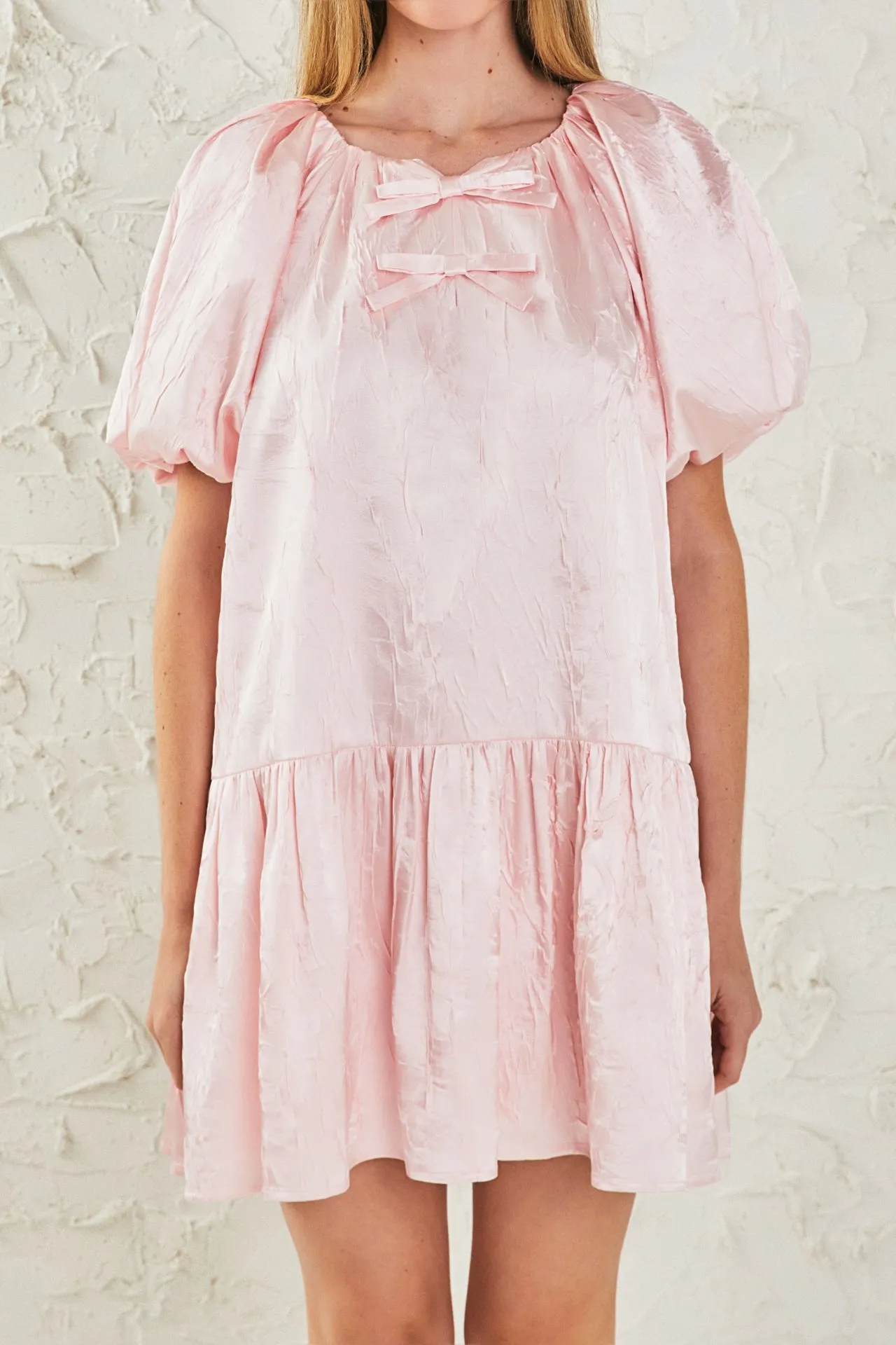 Sheen Bow Detail Mini Dress