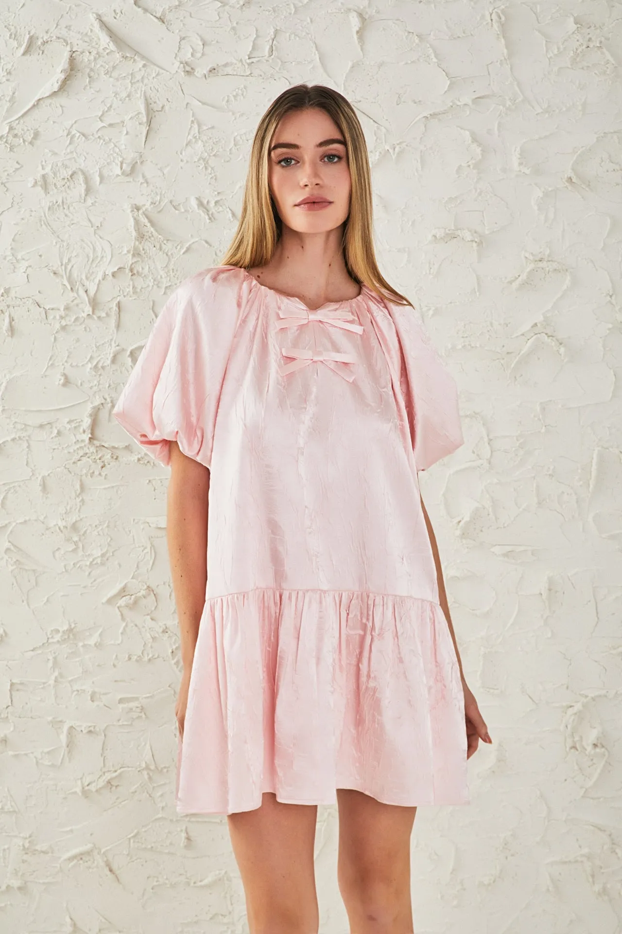 Sheen Bow Detail Mini Dress