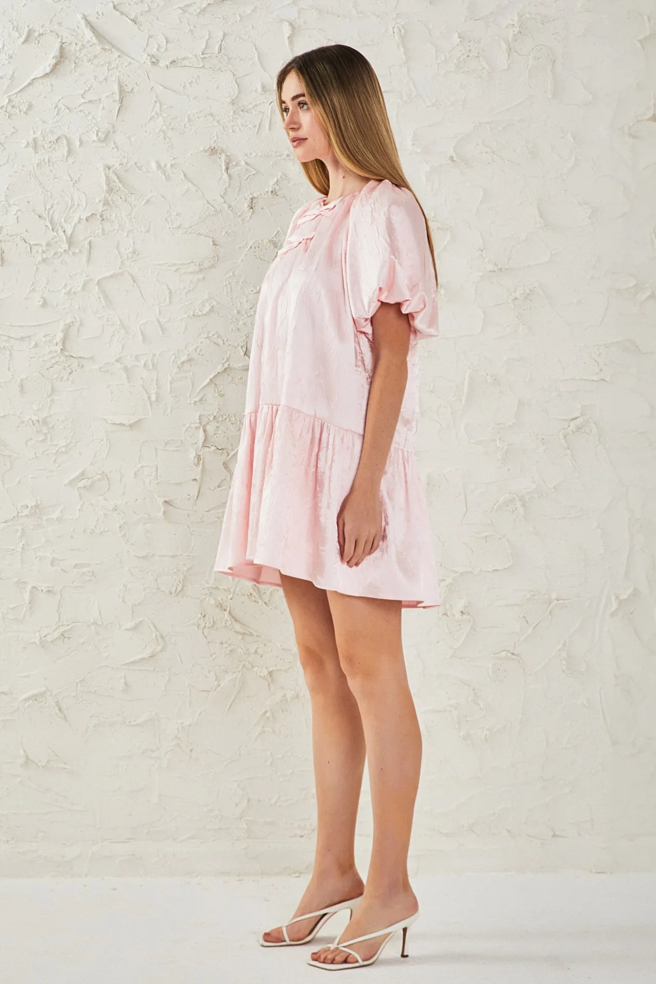 Sheen Bow Detail Mini Dress