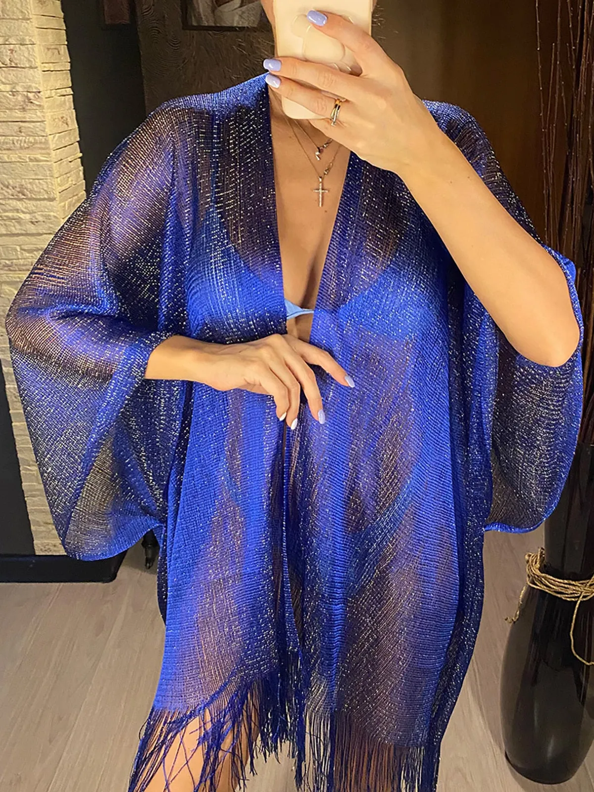 Sheer Knitted Boho Tunic Cover Up