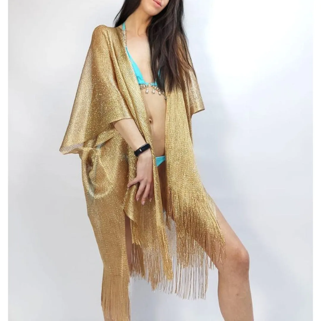 Sheer Knitted Boho Tunic Cover Up