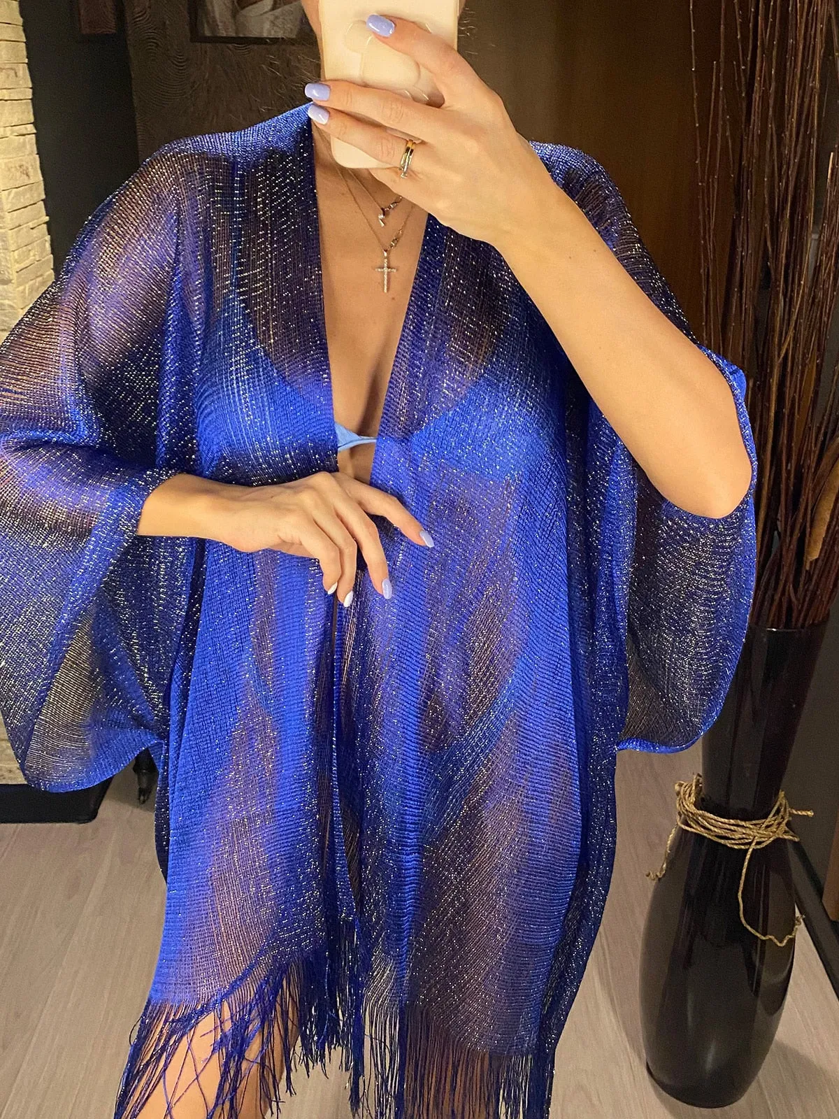 Sheer Knitted Boho Tunic Cover Up