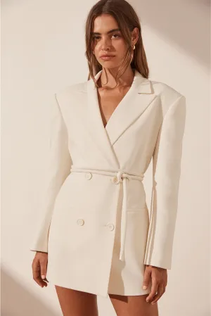 SHONA JOY AMURA BLAZER DRESS WITH BELT - CREAM