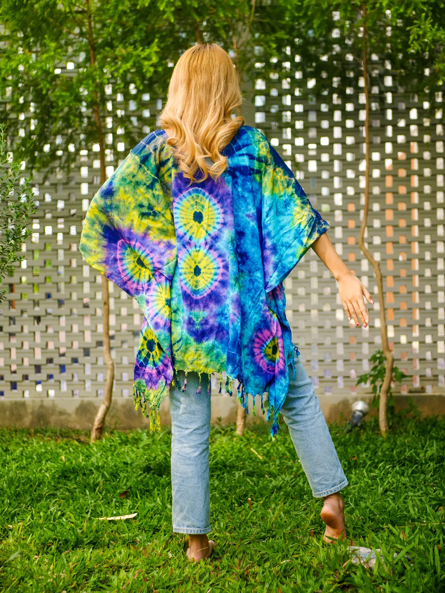 T0128- Hand Dyed Tunic Boho Kaftan Blouse Hippie Oversize Tops