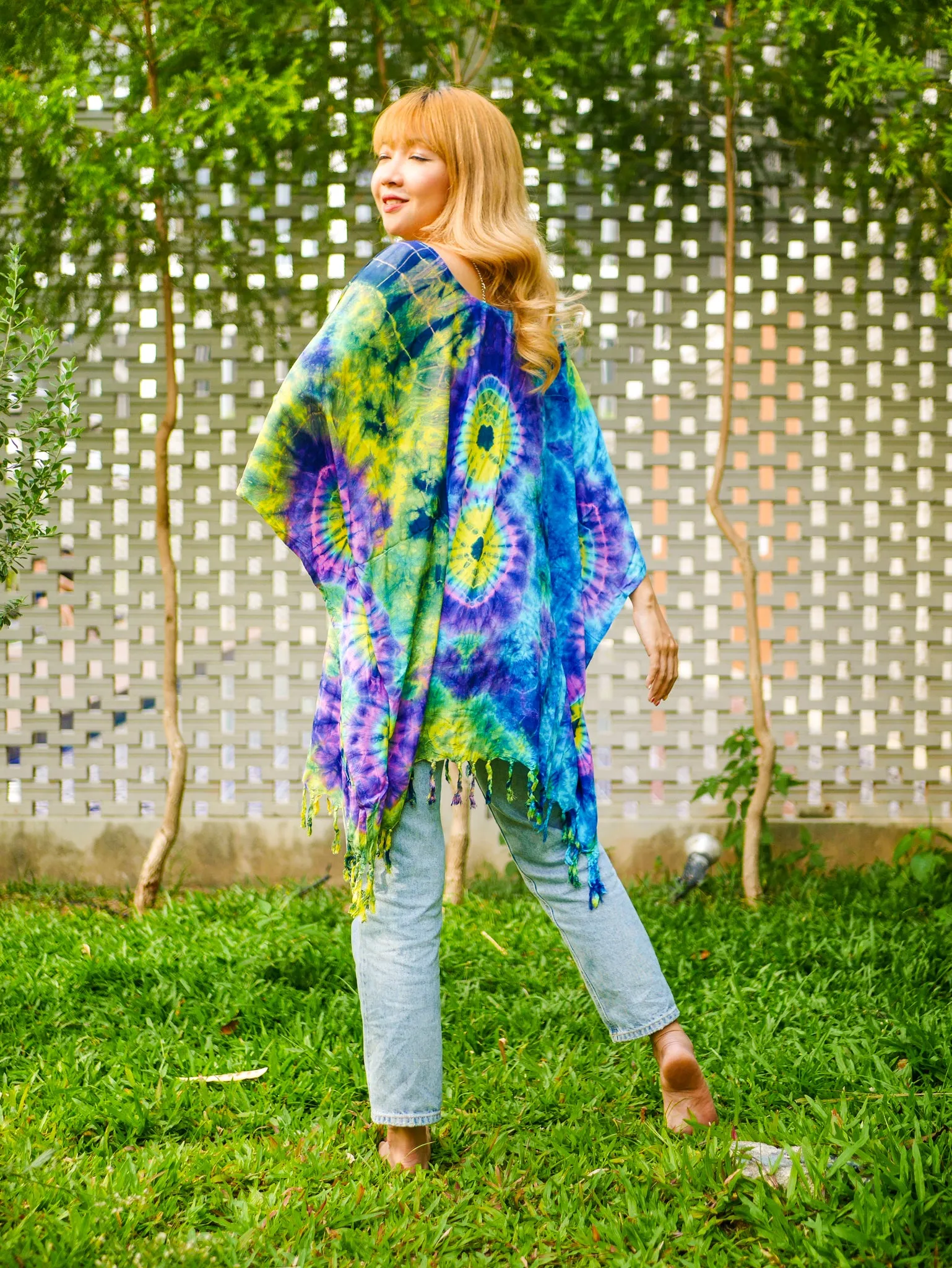 T0128- Hand Dyed Tunic Boho Kaftan Blouse Hippie Oversize Tops