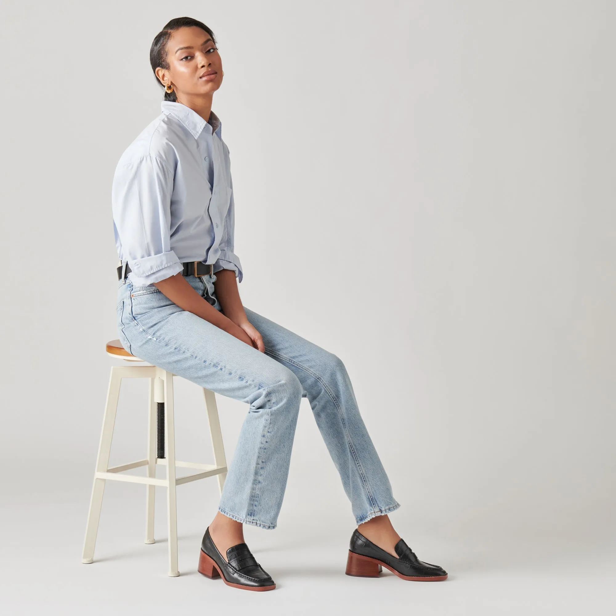 TALIE LOAFERS NOIR EMBOSSED LEATHER - re:vita