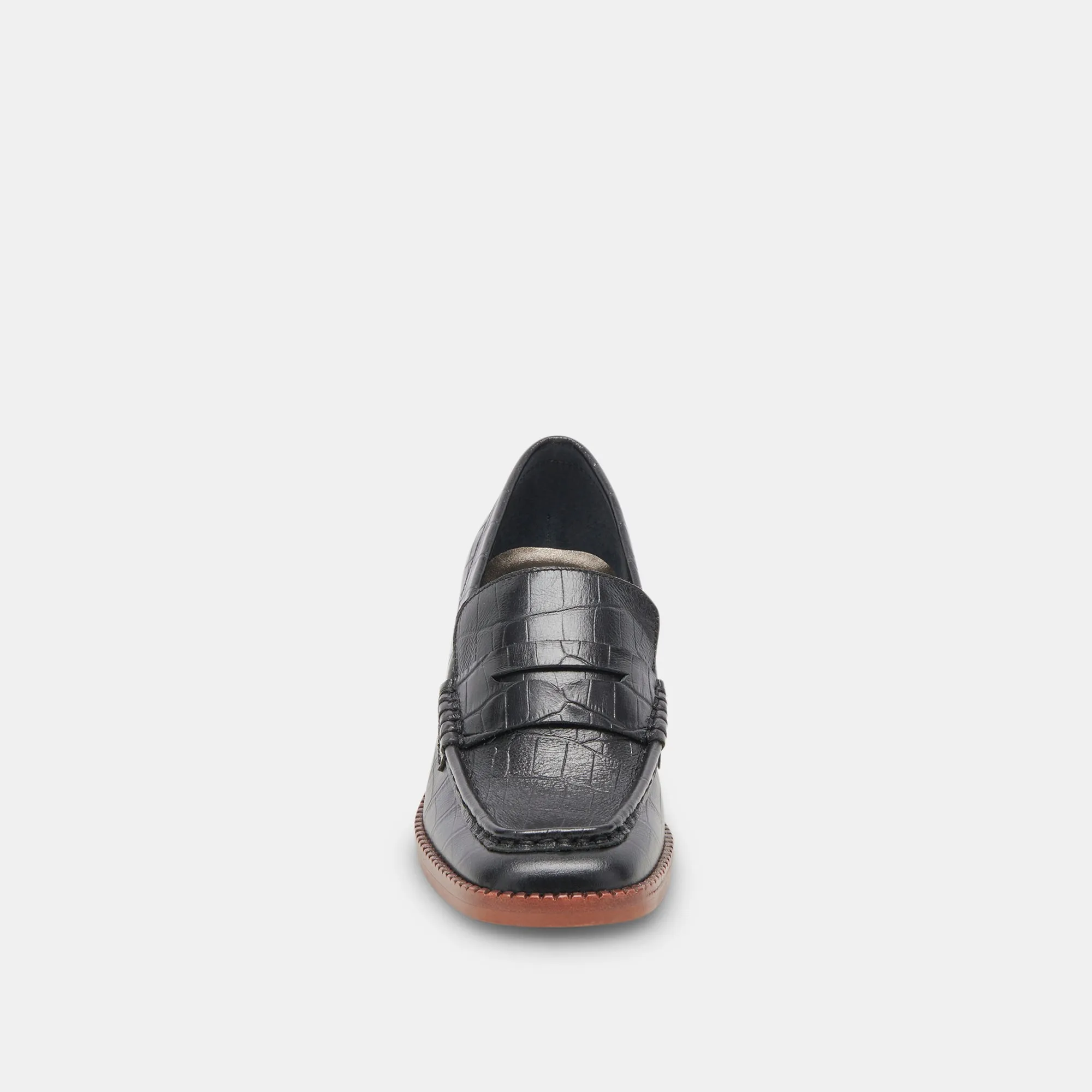 TALIE LOAFERS NOIR EMBOSSED LEATHER - re:vita