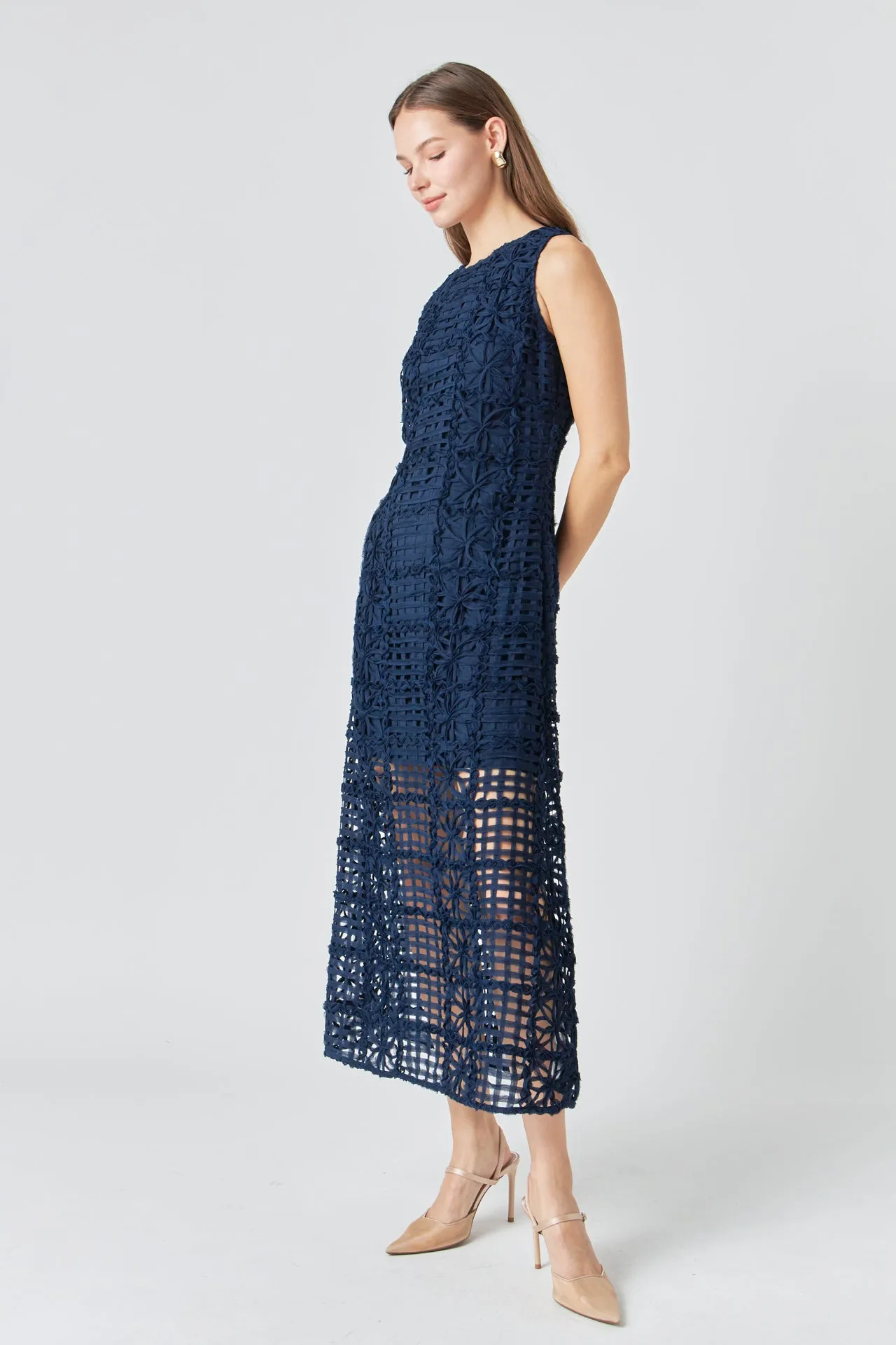 Textured Sleeveless Maxi Dress