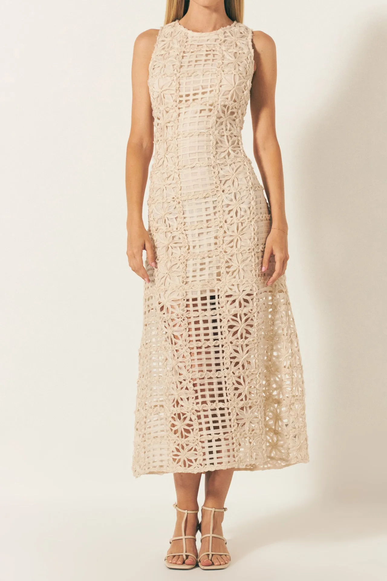 Textured Sleeveless Maxi Dress