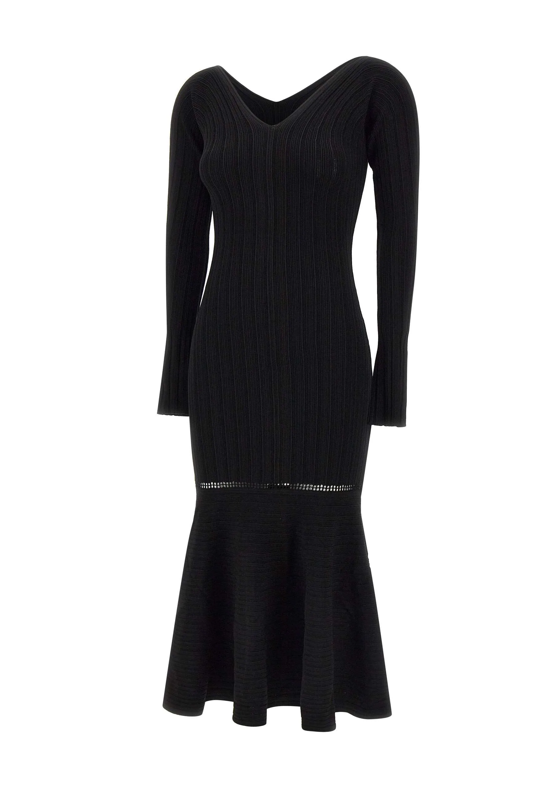 Textured Stretch Viscose Black Dress