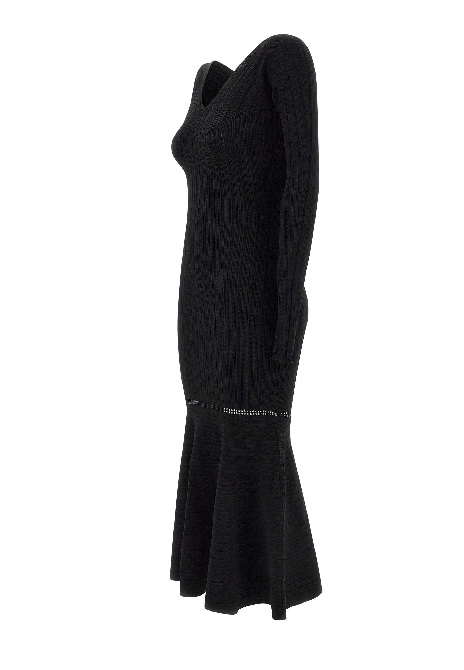 Textured Stretch Viscose Black Dress