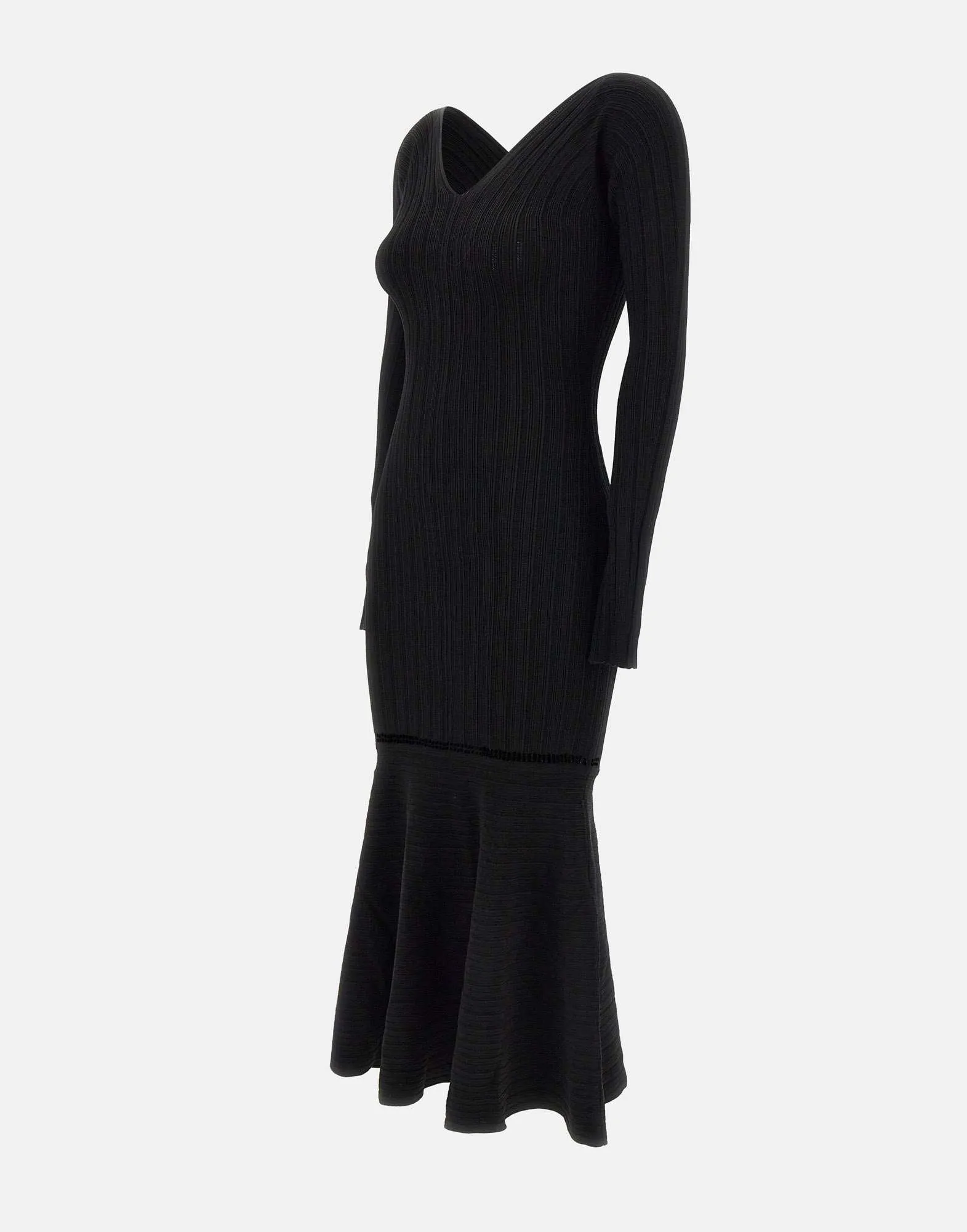 Textured Stretch Viscose Black Dress