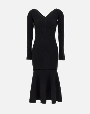 Textured Stretch Viscose Black Dress