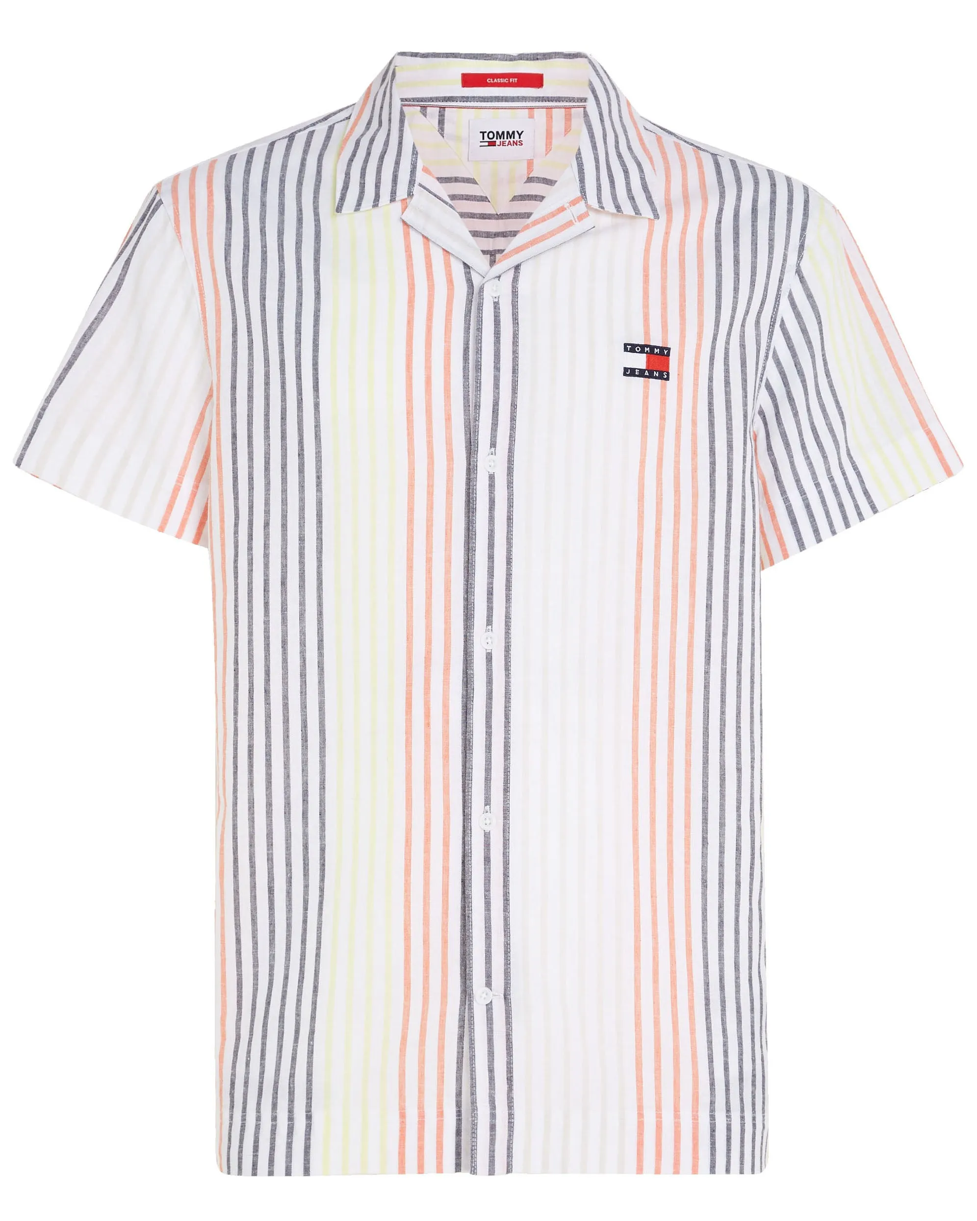Tommy Jeans Striped Linen Shirt - White