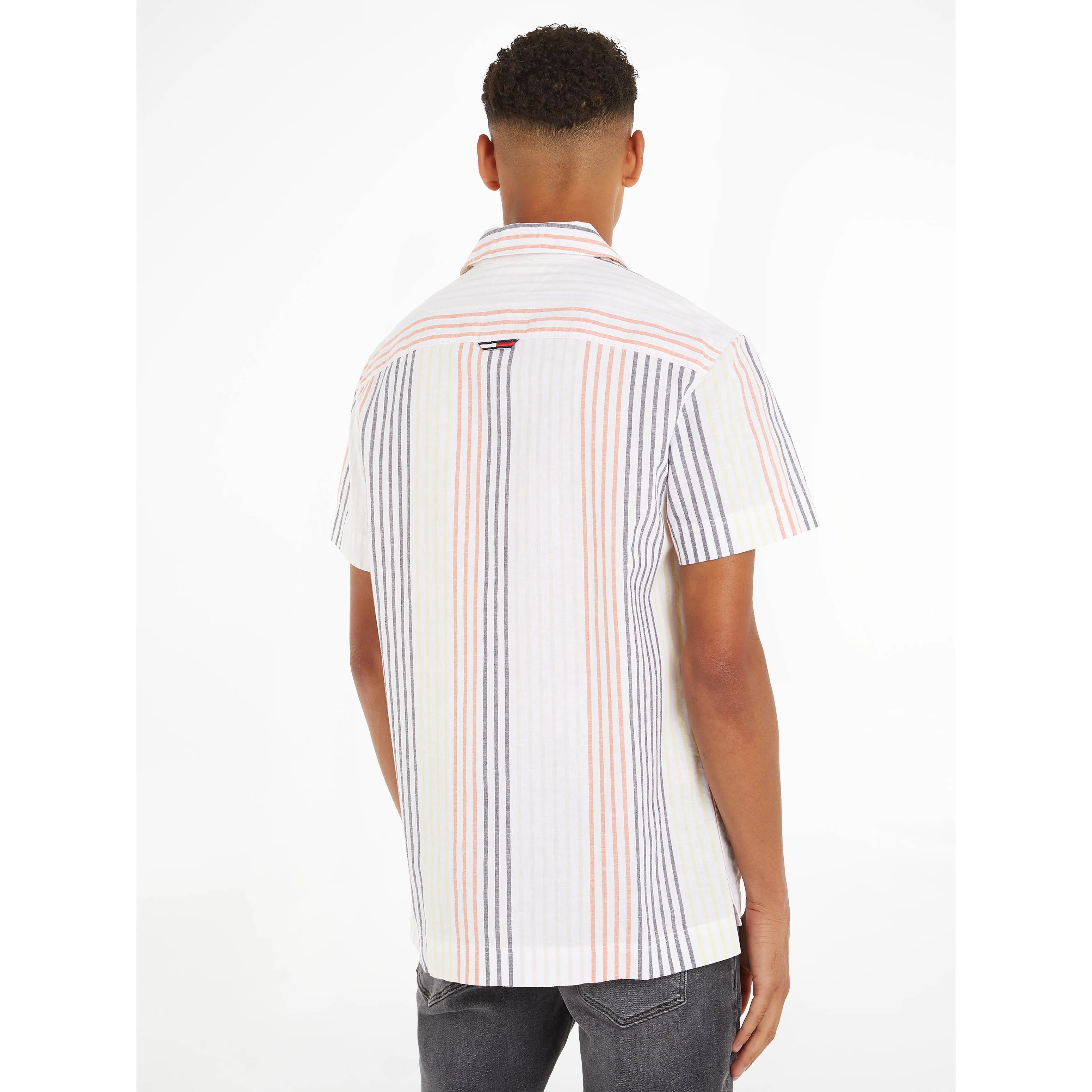 Tommy Jeans Striped Linen Shirt - White