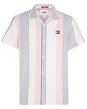 Tommy Jeans Striped Linen Shirt - White
