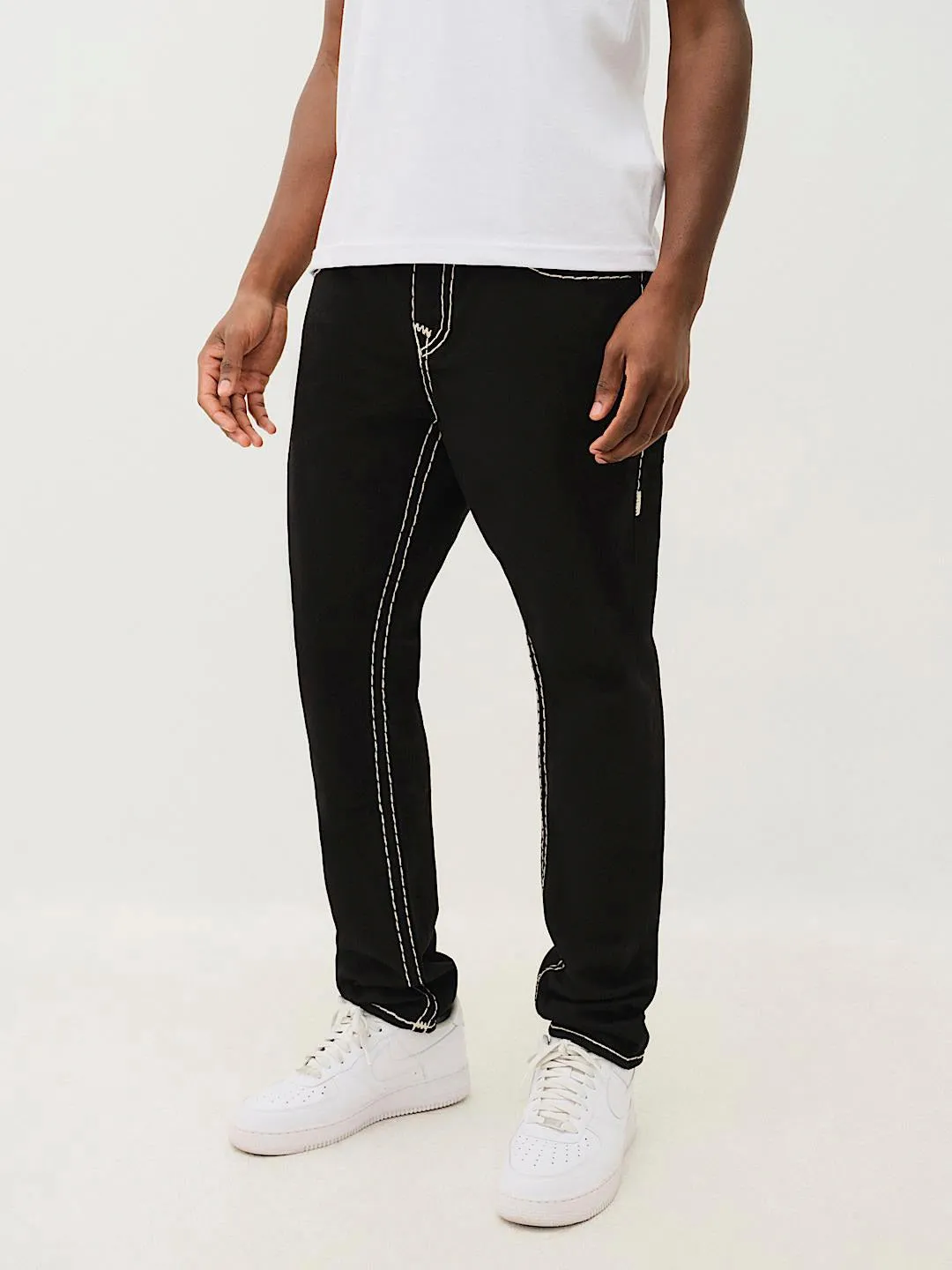 True Religion Men Black Solid Slim Fit Mid-Rise Jeans