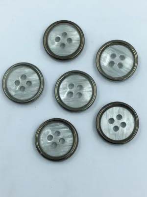 White Circular Plastic Shirt Buttons