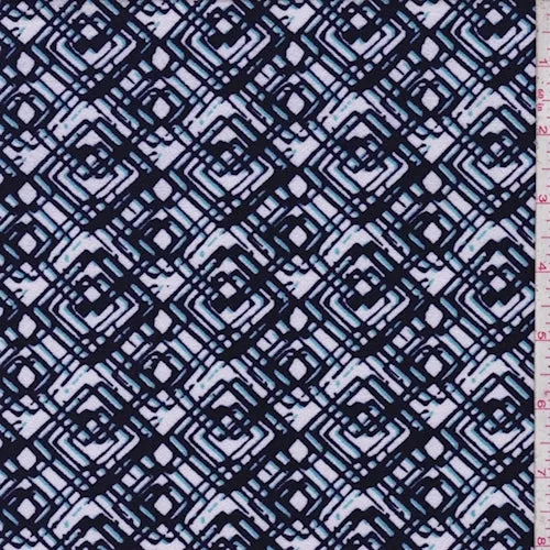White/Plum/Turquoise Diamond Textured Techno Knit Fabric