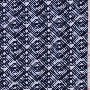 White/Plum/Turquoise Diamond Textured Techno Knit Fabric