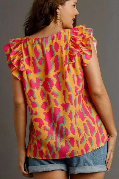 Wild & Bright Ruffle Sleeve Top
