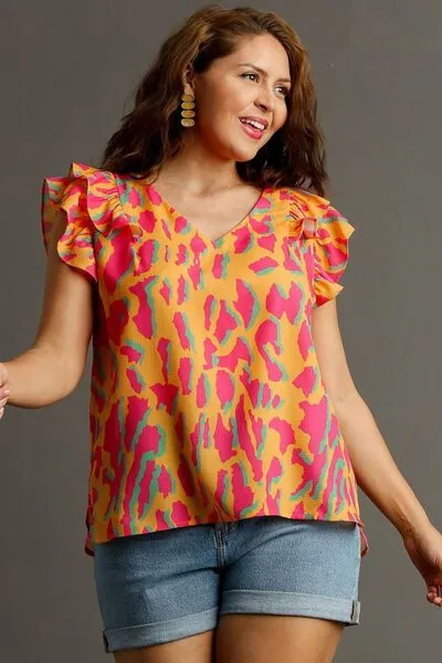 Wild & Bright Ruffle Sleeve Top