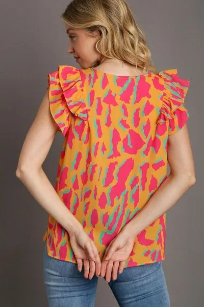 Wild & Bright Ruffle Sleeve Top