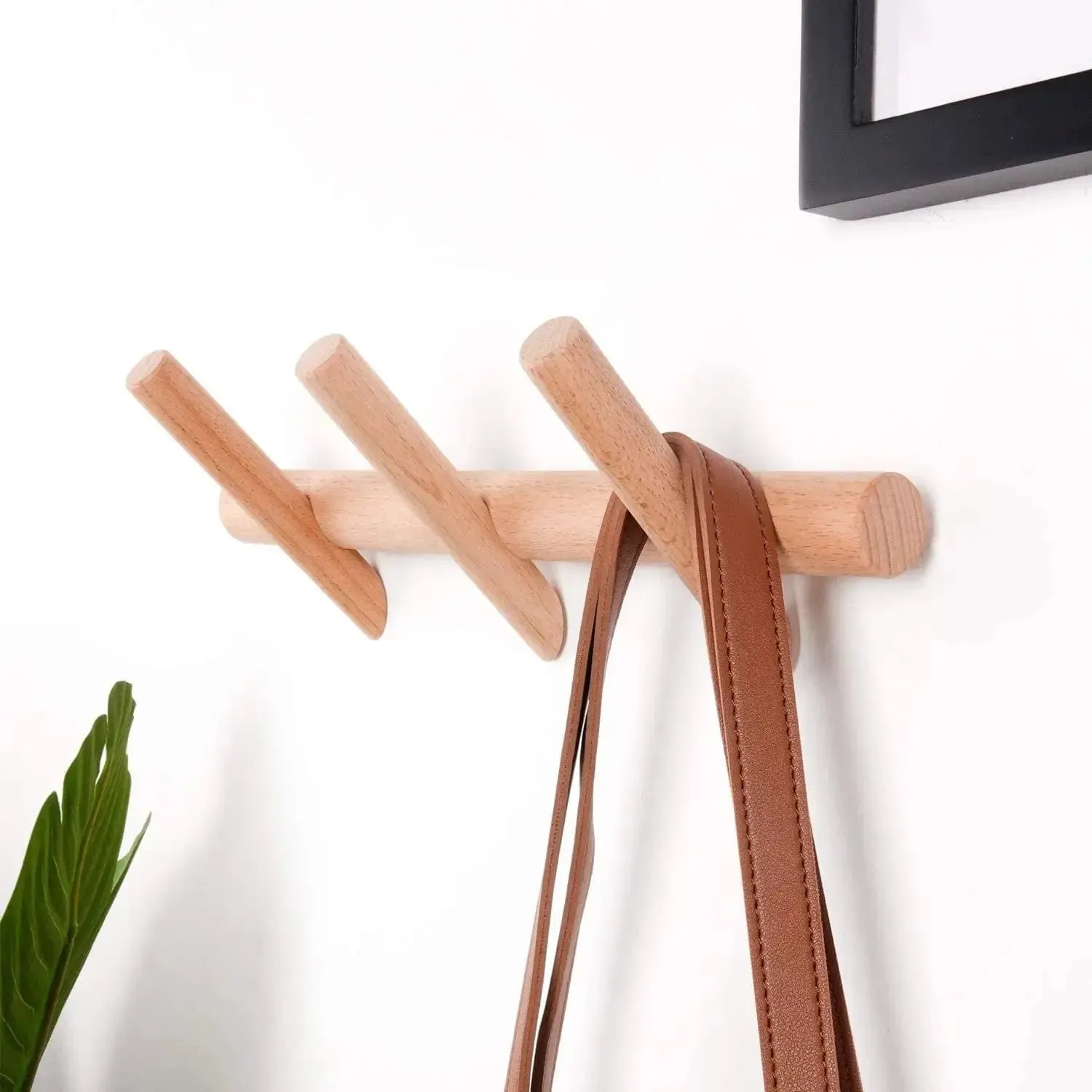 Wood Coat Rack Modern Wall Mounted Hat and Towel Hanger Wooden Hooks Robe Racks - Small - Large