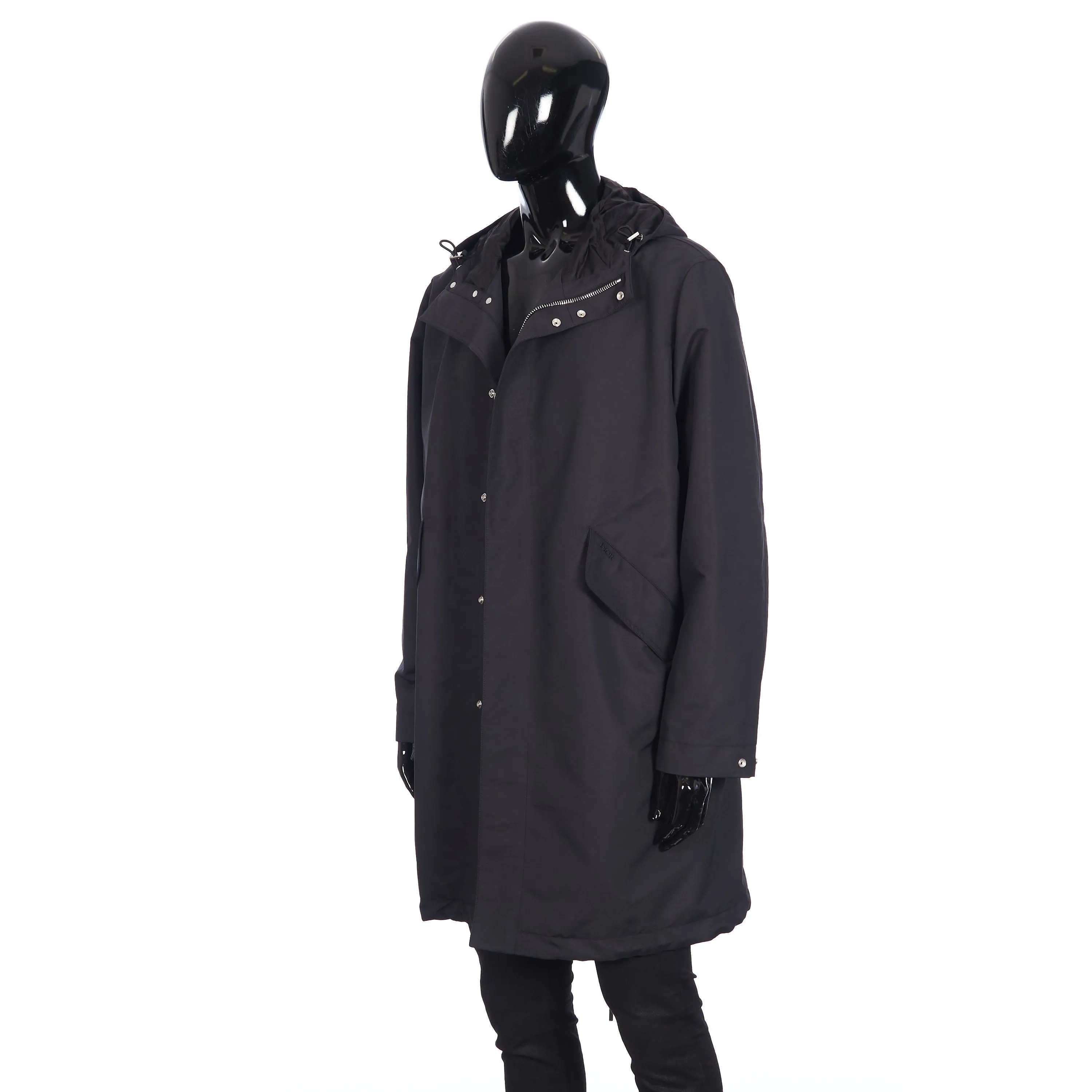 x PETER DOIG Parka Coat In Black Technical Cotton Canvas