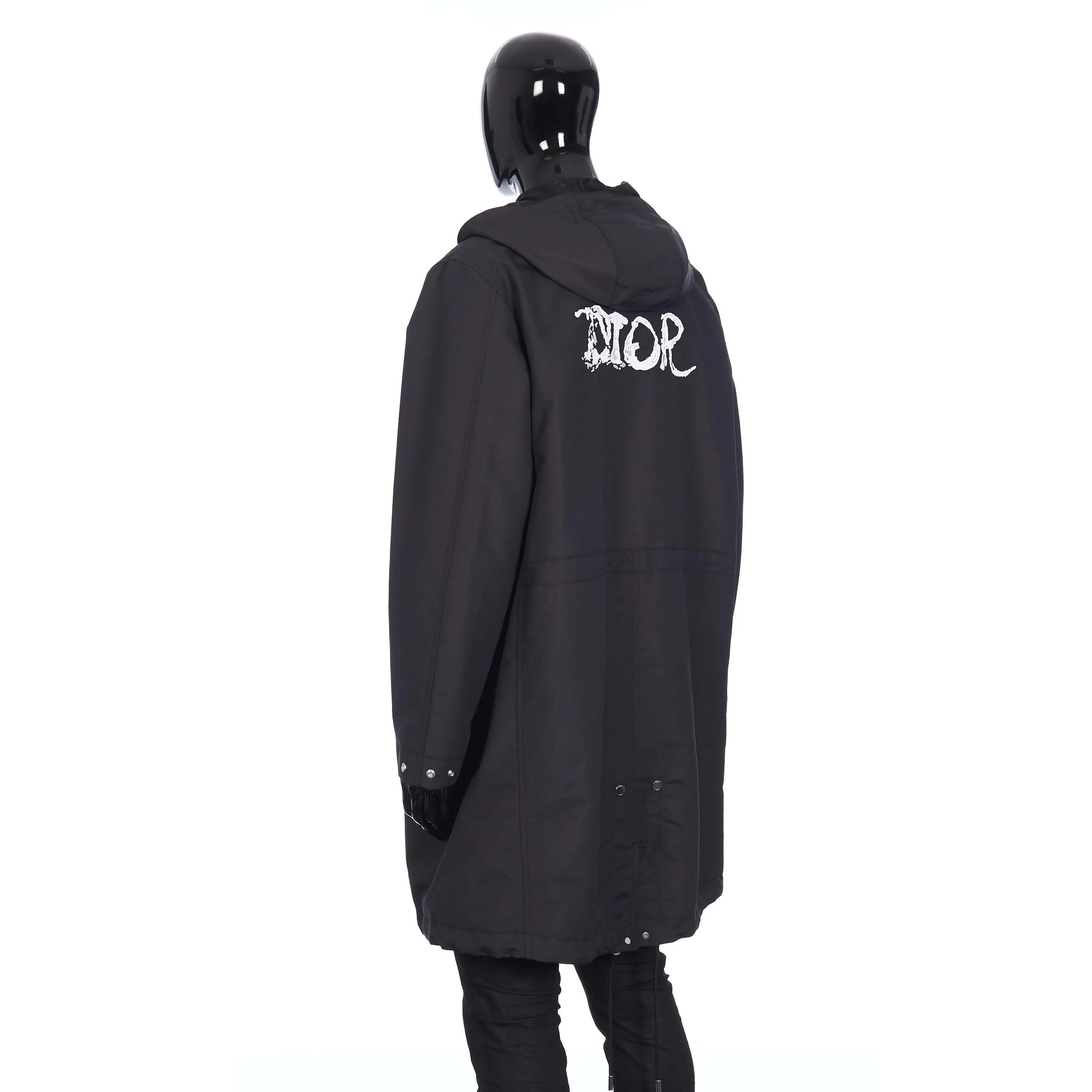 x PETER DOIG Parka Coat In Black Technical Cotton Canvas