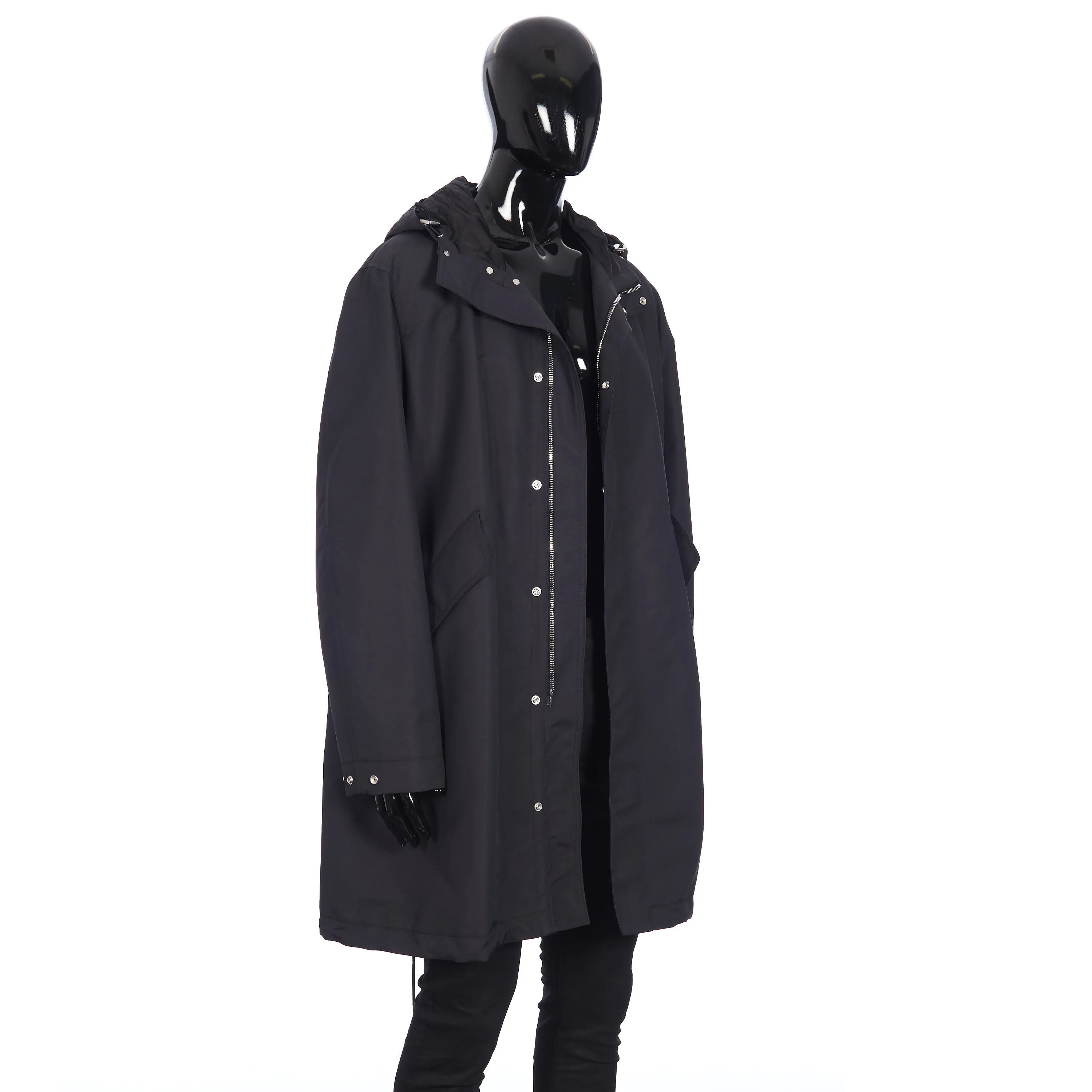 x PETER DOIG Parka Coat In Black Technical Cotton Canvas