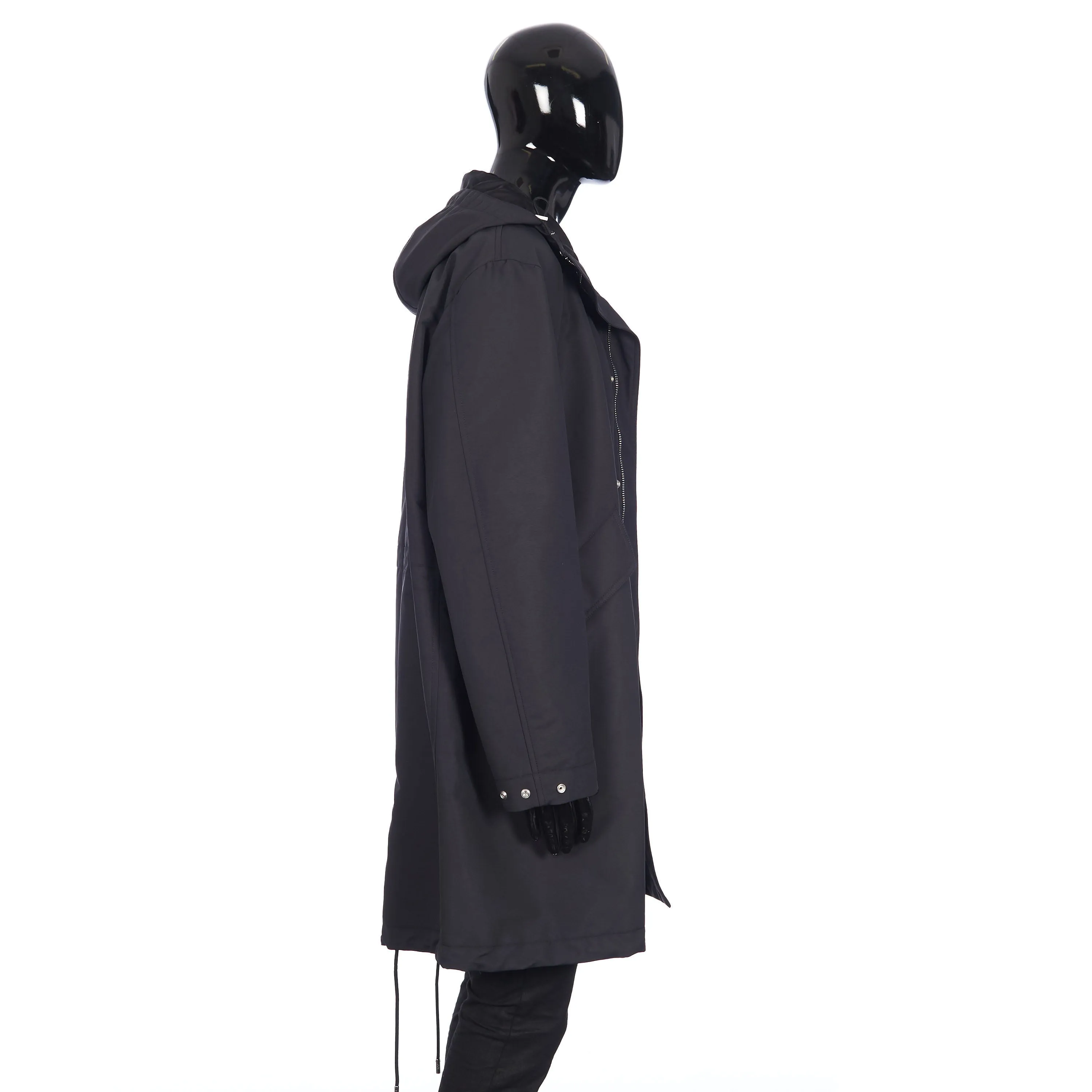 x PETER DOIG Parka Coat In Black Technical Cotton Canvas