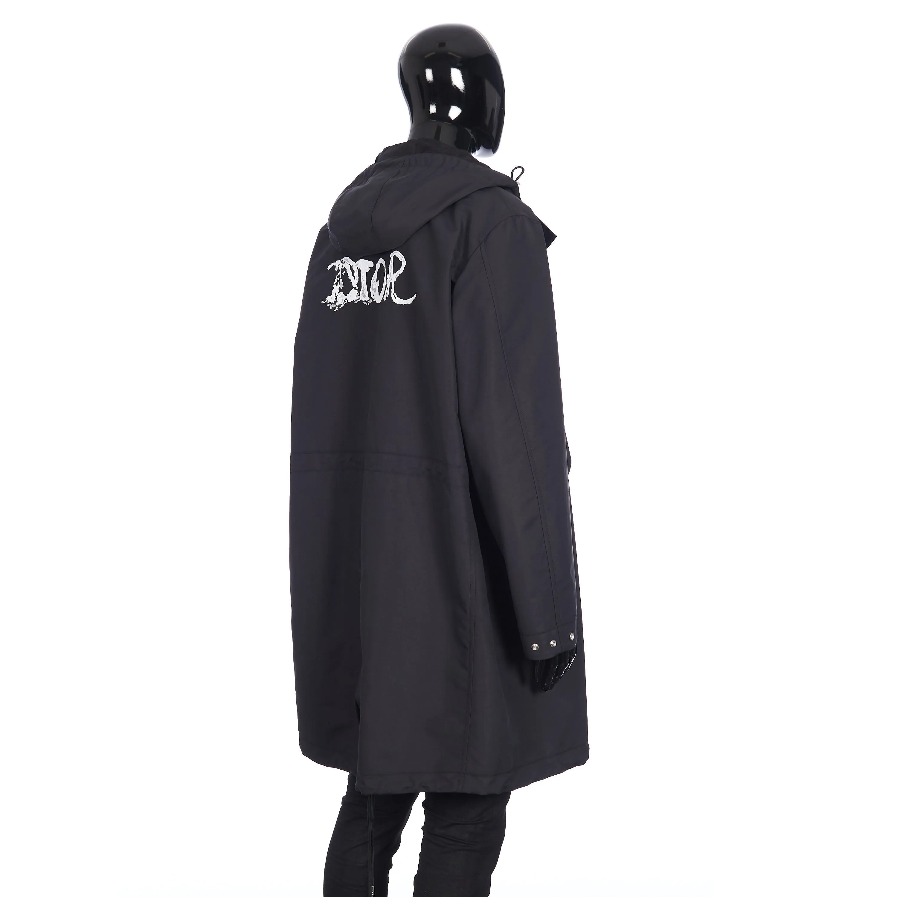 x PETER DOIG Parka Coat In Black Technical Cotton Canvas