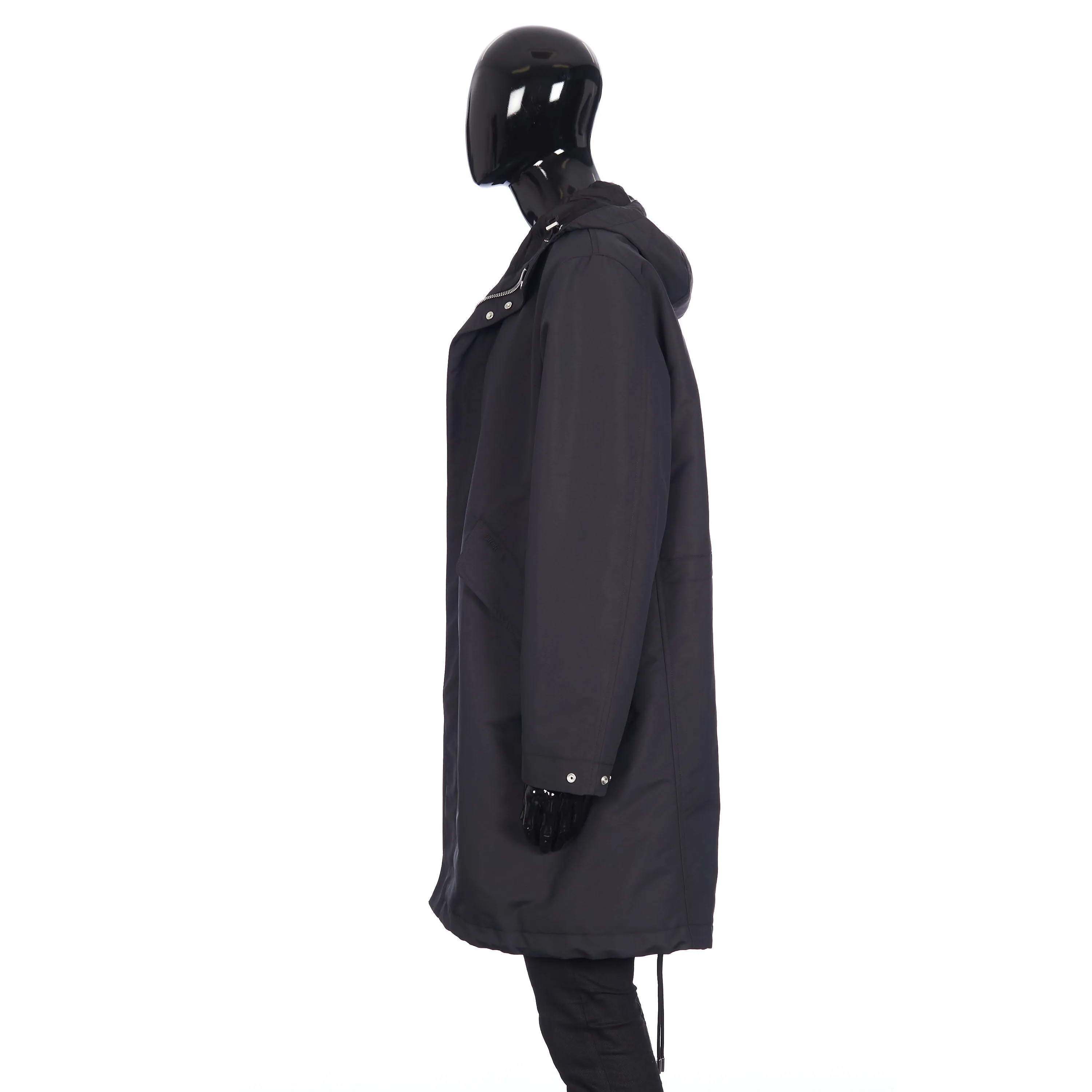 x PETER DOIG Parka Coat In Black Technical Cotton Canvas
