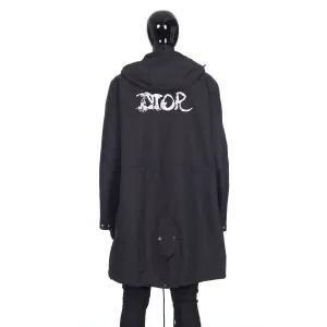 x PETER DOIG Parka Coat In Black Technical Cotton Canvas