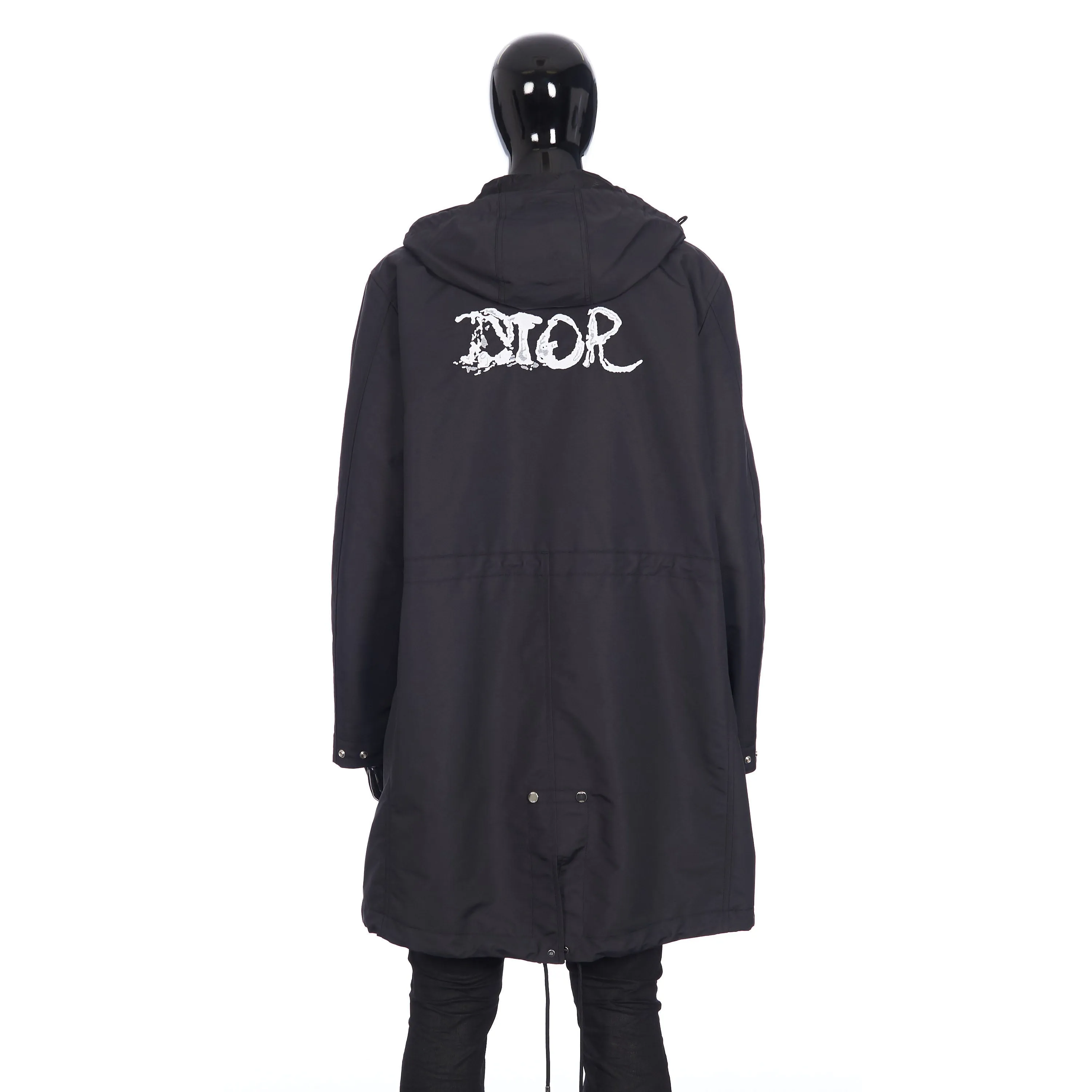 x PETER DOIG Parka Coat In Black Technical Cotton Canvas