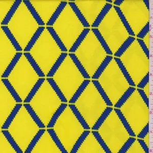 Yellow/Blue Jagged Diamond Crepe Fabric